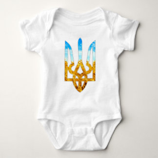Ukrainian tryzub background of wheat and blue sky baby bodysuit