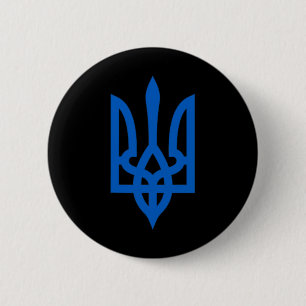 Ukrainian Tryzub Symbol On The Heart 6 Cm Round Badge