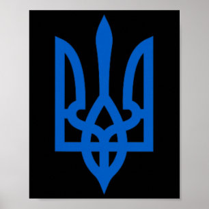 Ukrainian Tryzub Symbol On The Heart  Poster