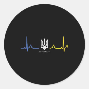 Ukrainian Tryzub Ukraine Flag Trident Zelensky Hea Classic Round Sticker