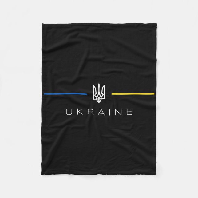 Ukrainian Tryzub Ukraine Flag - Ukraine Trident  Fleece Blanket (Front)