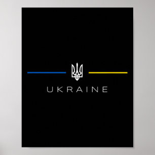 Ukrainian Tryzub Ukraine Flag - Ukraine Trident Poster