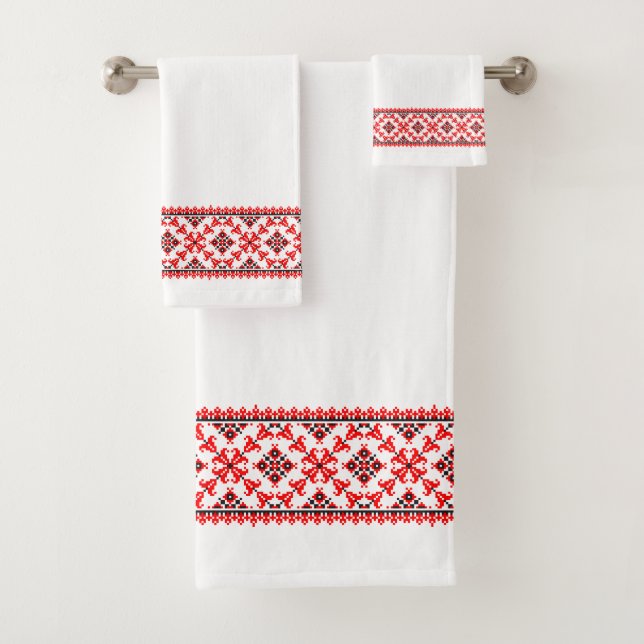 Ukrainian Vyshyvanka Design Bath Towel Set (Insitu)