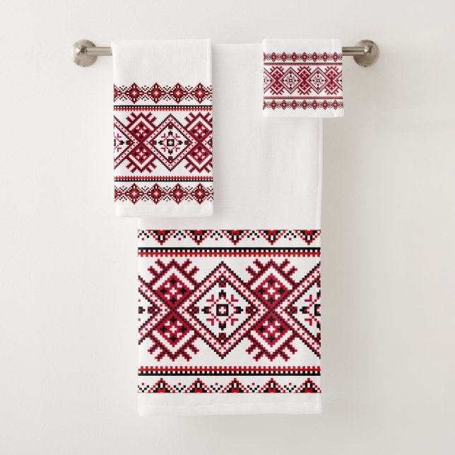 Ukrainian Vyshyvanka Design Bath Towel Set (Insitu)