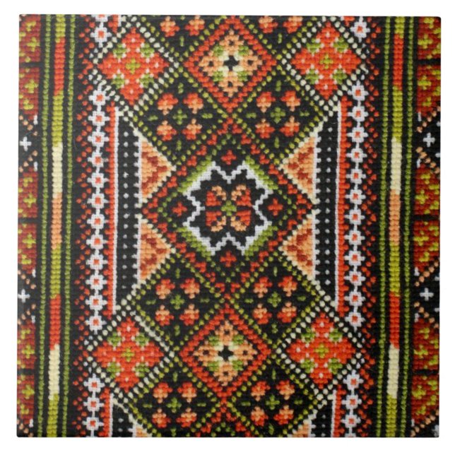 Ukrainian Vyshyvanka Rushnyk Embroidery Tile (Front)