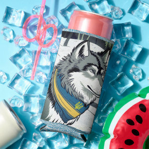 Ukrainian Wolf Symbol, Strong, Proud Ukraine Art  Seltzer Can Cooler