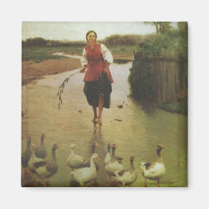 Ukrainian Woman with Ducks Magnet