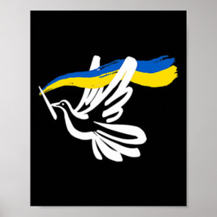 Ukrainian Yellow Blue Flag With White Dove Support Poster