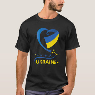 Ukrainsk Ukraine National Flag Heart Emblem Crest T-Shirt