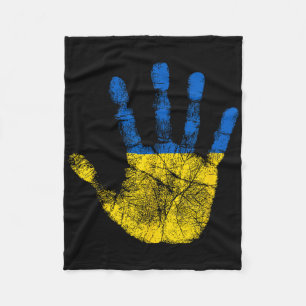 Ukranian Flag Hand Print Symbol Vintage Style Fleece Blanket
