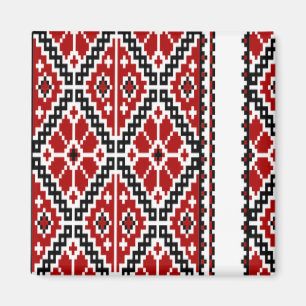 Ukrianian red black embroidery magnet