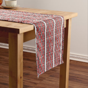 Ukrianian red black embroidery short table runner