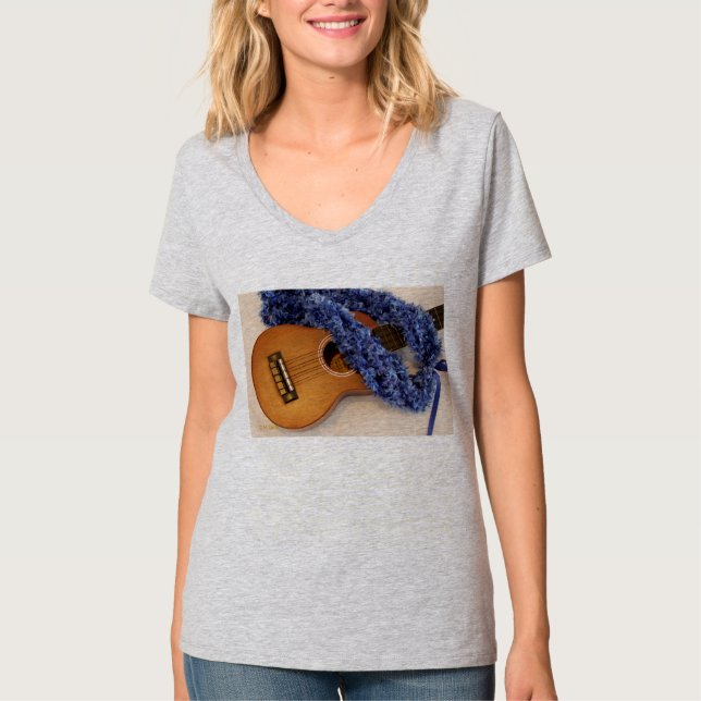Ukulele and Blue Lei T-Shirt (Front)