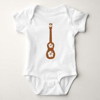 Ukulele and white hibiscus baby bodysuit