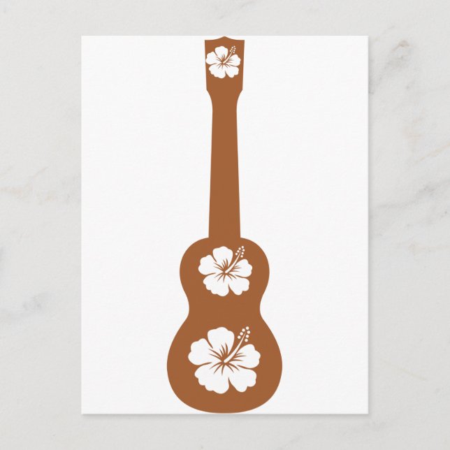 Ukulele and white hibiscus postcard (Front)