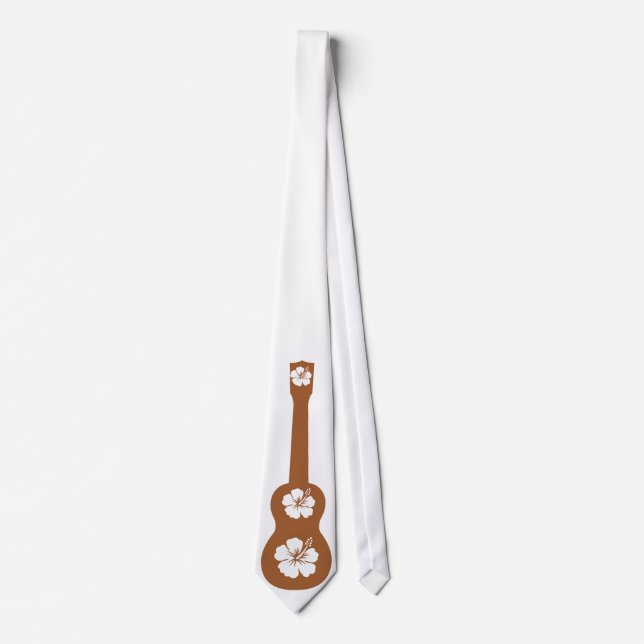 Ukulele and white hibiscus tie (Front)