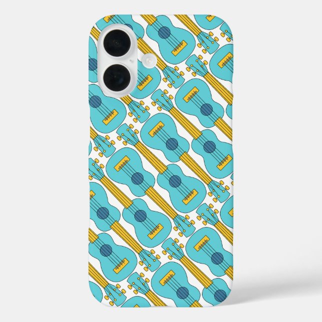 Ukulele Blue and White Pattern Case-Mate iPhone Case (Back)