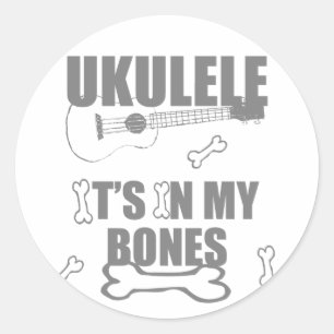 Ukulele Bones Classic Round Sticker