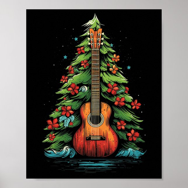 Ukulele Christmas Music Graphic Tees for Men Women Poster (Front)
