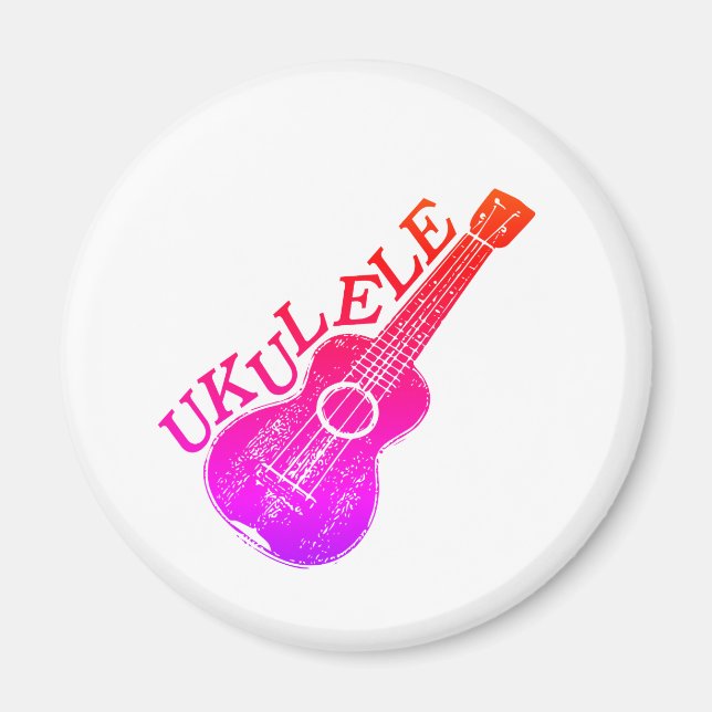 Ukulele Colourful Text And Image Magnet (Front)