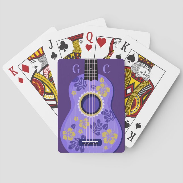 Ukulele custom monogram playing cards (Back)