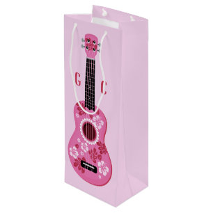 Ukulele custom monogram wine gift bag
