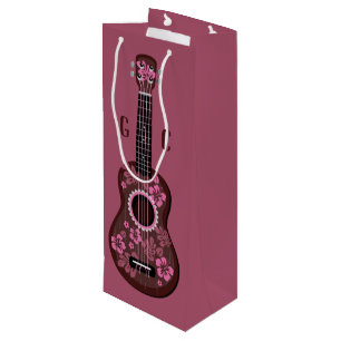 Ukulele custom monogram wine gift bag