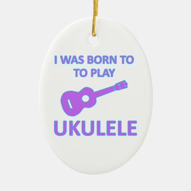 Ukulele Designs Ceramic Tree Decoration (Front)