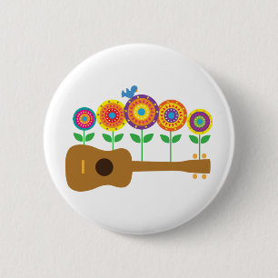 Ukulele Flowers 6 Cm Round Badge