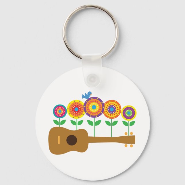 Ukulele Flowers Key Ring (Front)
