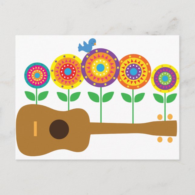 Ukulele Flowers Postcard (Front)