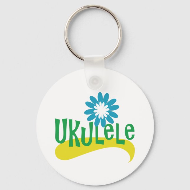 Ukulele Fun Colourful Flower Key Ring (Front)