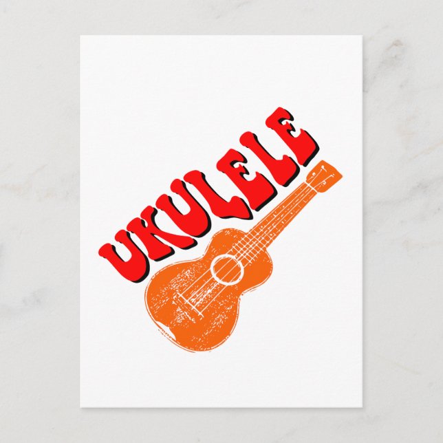 Ukulele Groovy Text Art Postcard (Front)