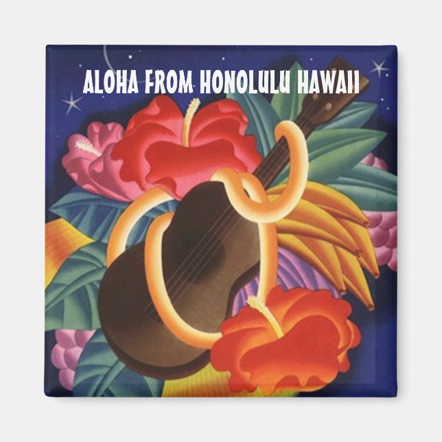 UKULELE HAWAII TRAVEL SOUVENIR MAGNET ~ CUSTOMIZE (Front)