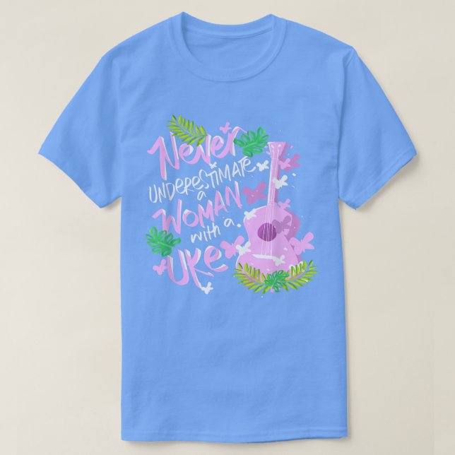 Ukulele Hawaii Tropical Music Player Woman Girls 3 T-Shirt (Design Front)