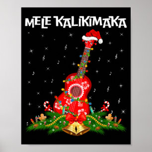 Ukulele Hawaiian Mele Kalikimaka Ukulele Guitar Ch Poster