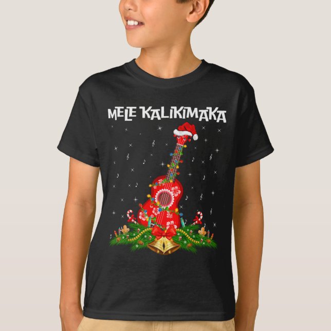 Ukulele Hawaiian Mele Kalikimaka Ukulele Guitar Ch T-Shirt (Front)