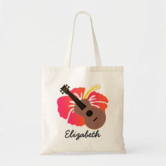 Ukulele Hawaiian Music Personalized Tote Bag (Front)