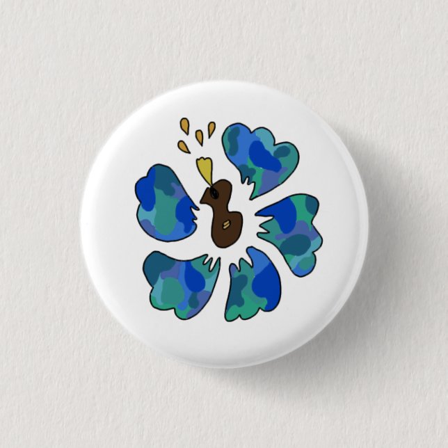 Ukulele hibiscus 3 cm round badge (Front)