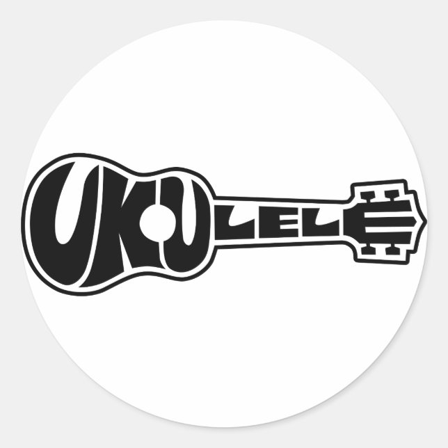 Ukulele Logo Classic Round Sticker (Front)