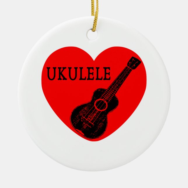 Ukulele Love Ceramic Tree Decoration (Front)