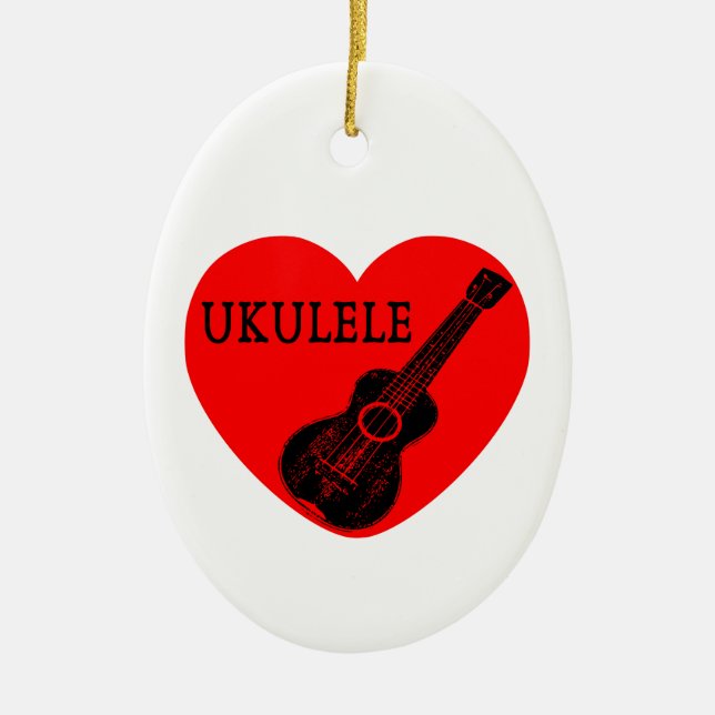 Ukulele Love Ceramic Tree Decoration (Front)