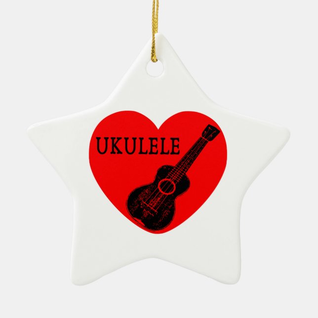Ukulele Love Ceramic Tree Decoration (Front)