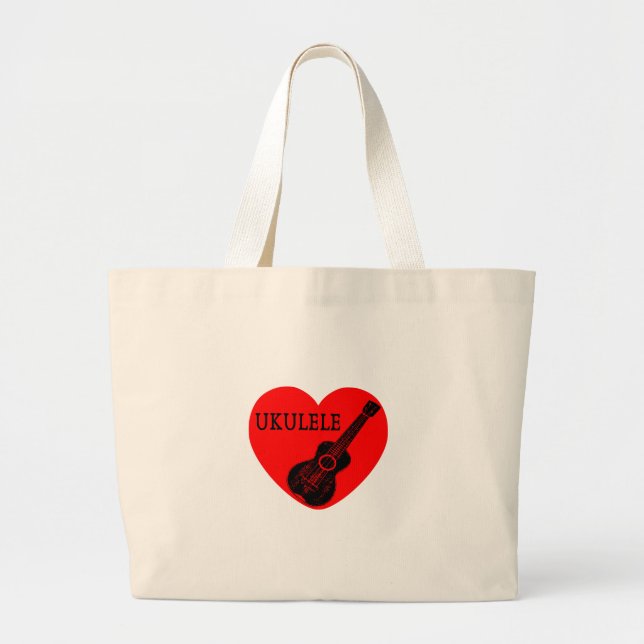 Ukulele Love Large Tote Bag (Front)
