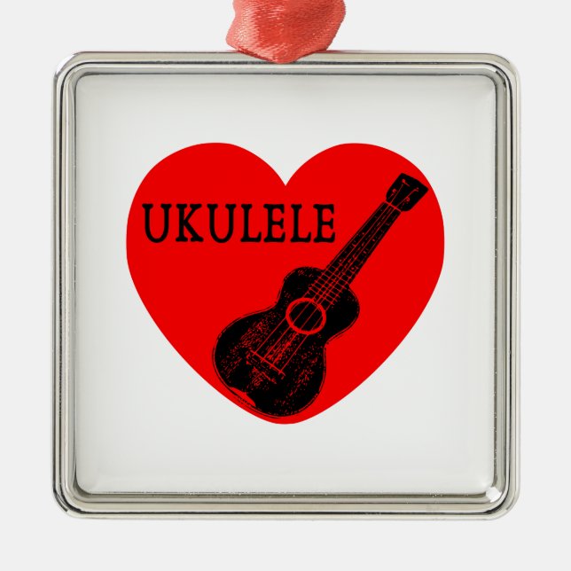 Ukulele Love Metal Tree Decoration (Front)