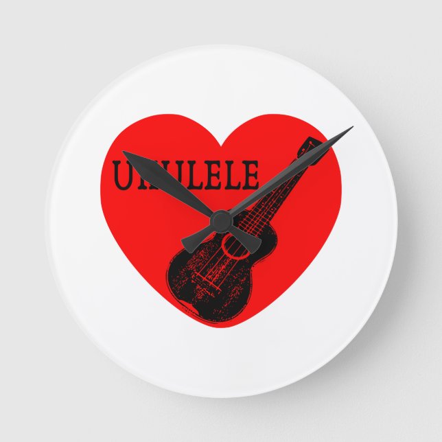 Ukulele Love Round Clock (Front)