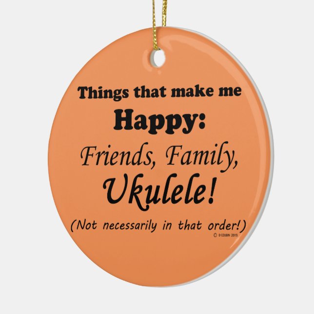 Ukulele Makes Me Happy Ceramic Tree Decoration (Left)