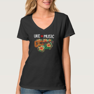 Ukulele Music Love Guitar Flowers Hawaii T-Shirt