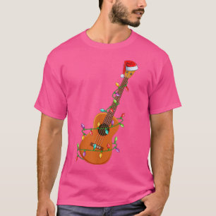 Ukulele Music Lover Xmas Santa Hat Ukulele Christm T-Shirt