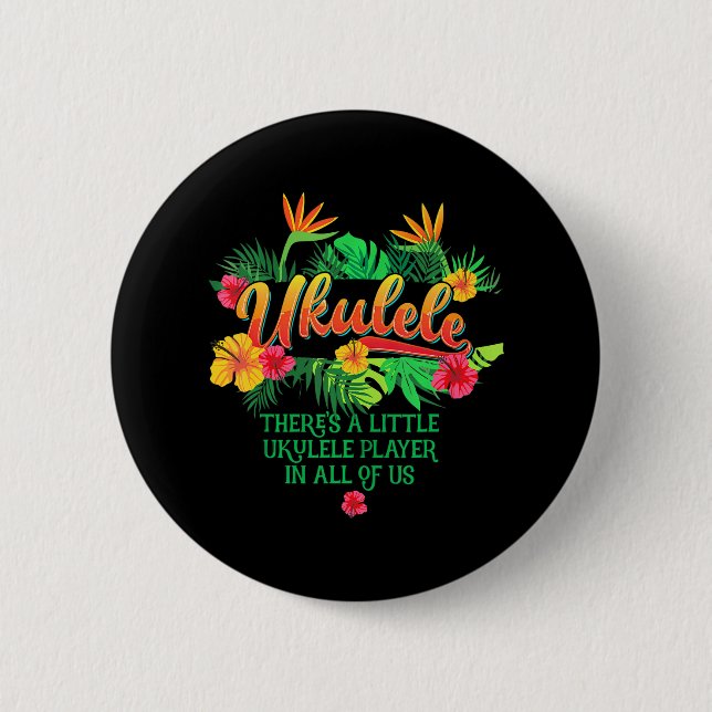 Ukulele Music Tee Hawaiian Love Hawaii 6 Cm Round Badge (Front)